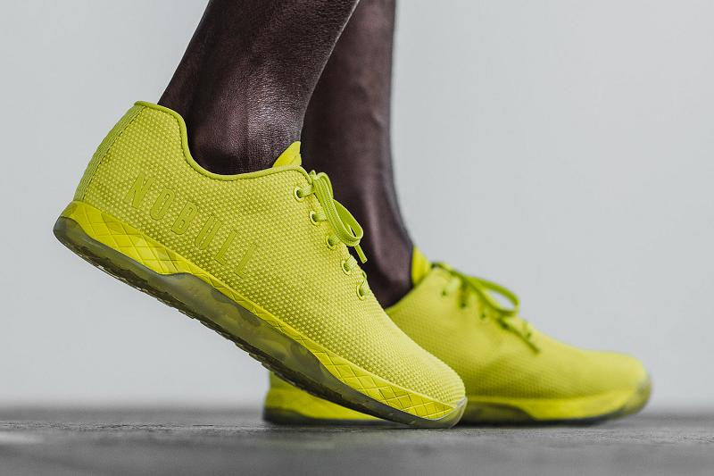 Nobull Neon Lime Camo Men's Trainers Yellow | USA L1487I